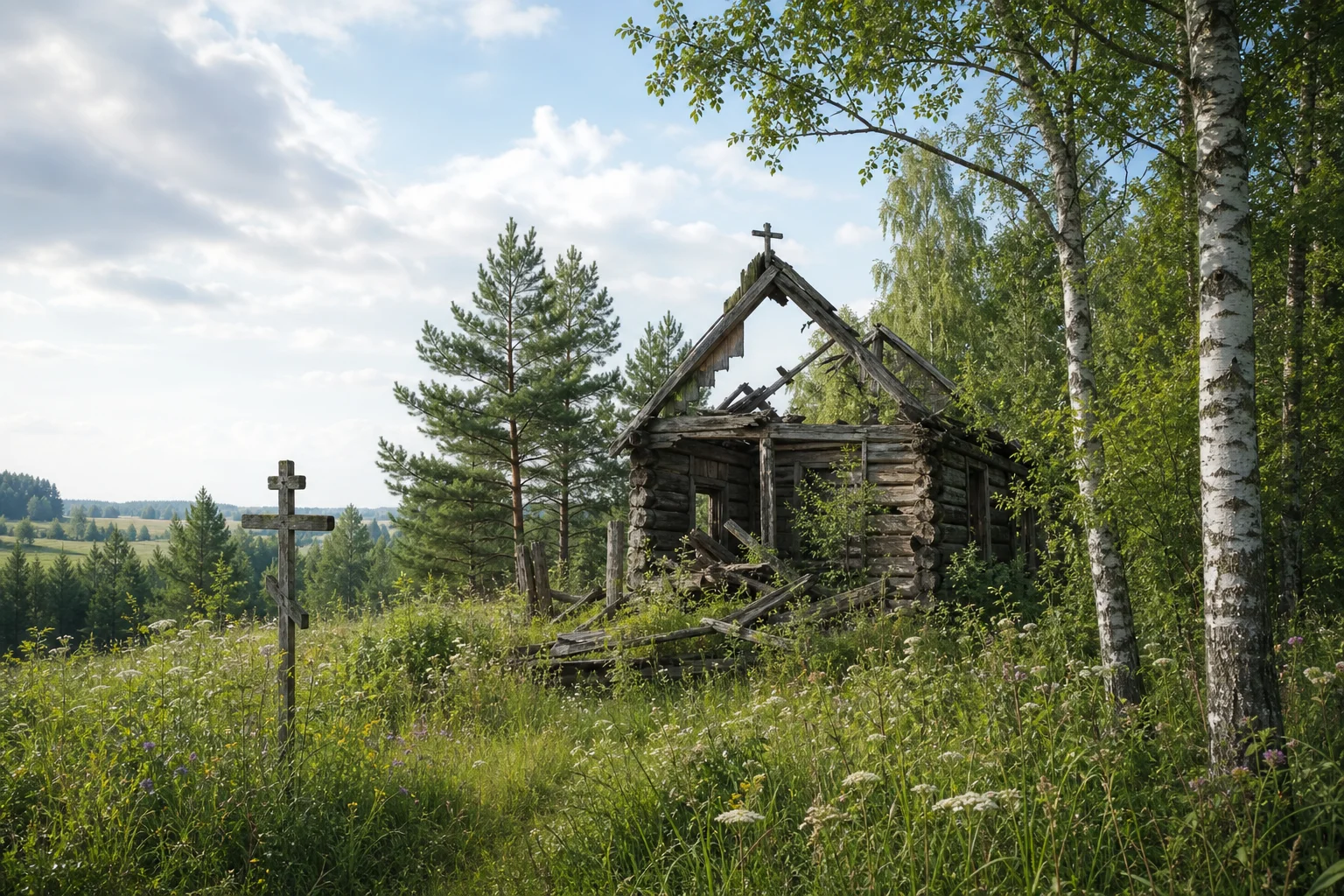Бобы, часовня (дерев.; руины)