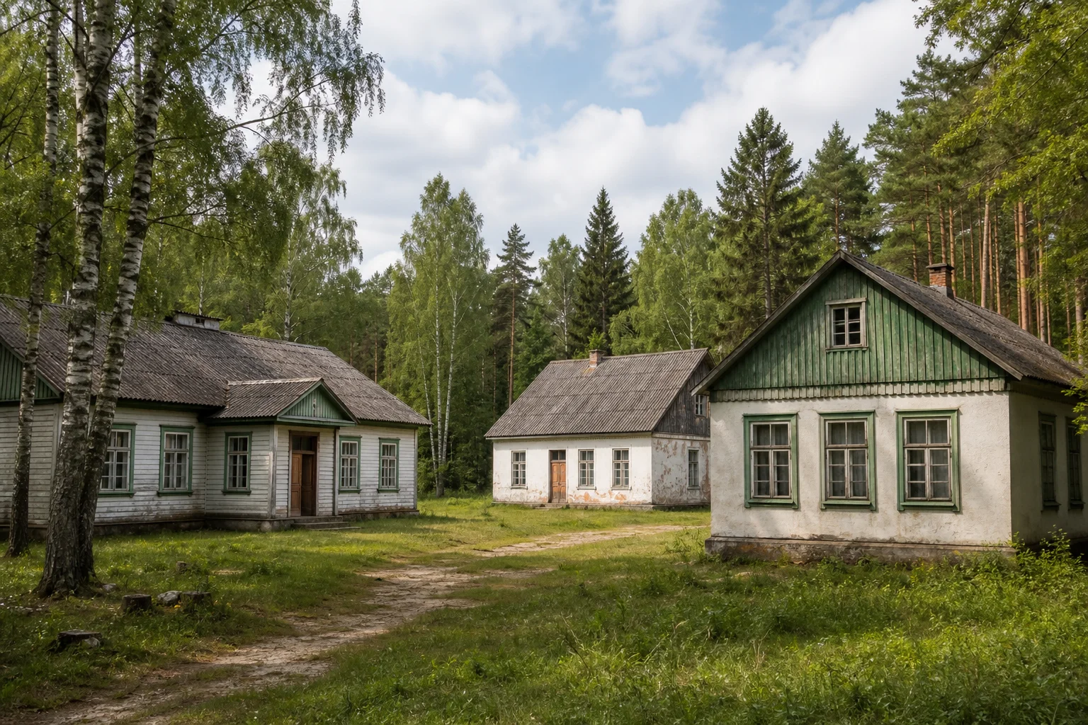 Бывший поселок лесничества (три здания)