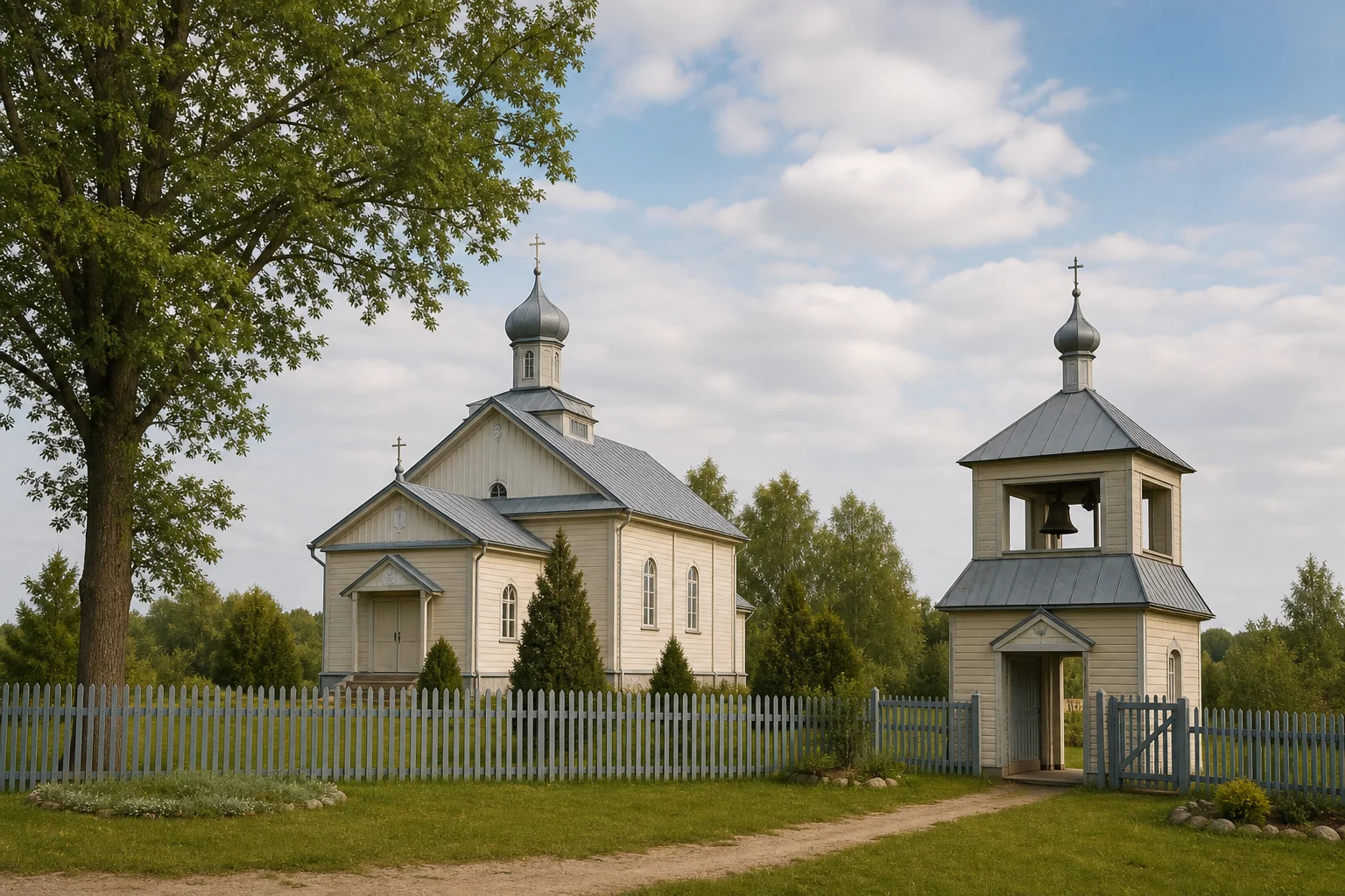 Церковь и ворота-колокольня
