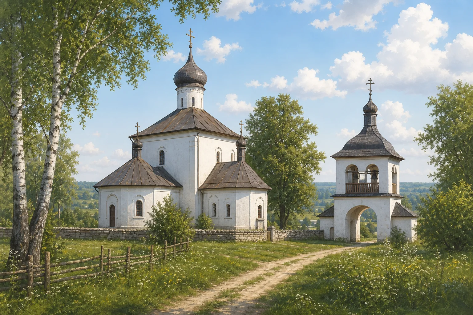 Церковь Троицкая и брама-колокольня в Войской