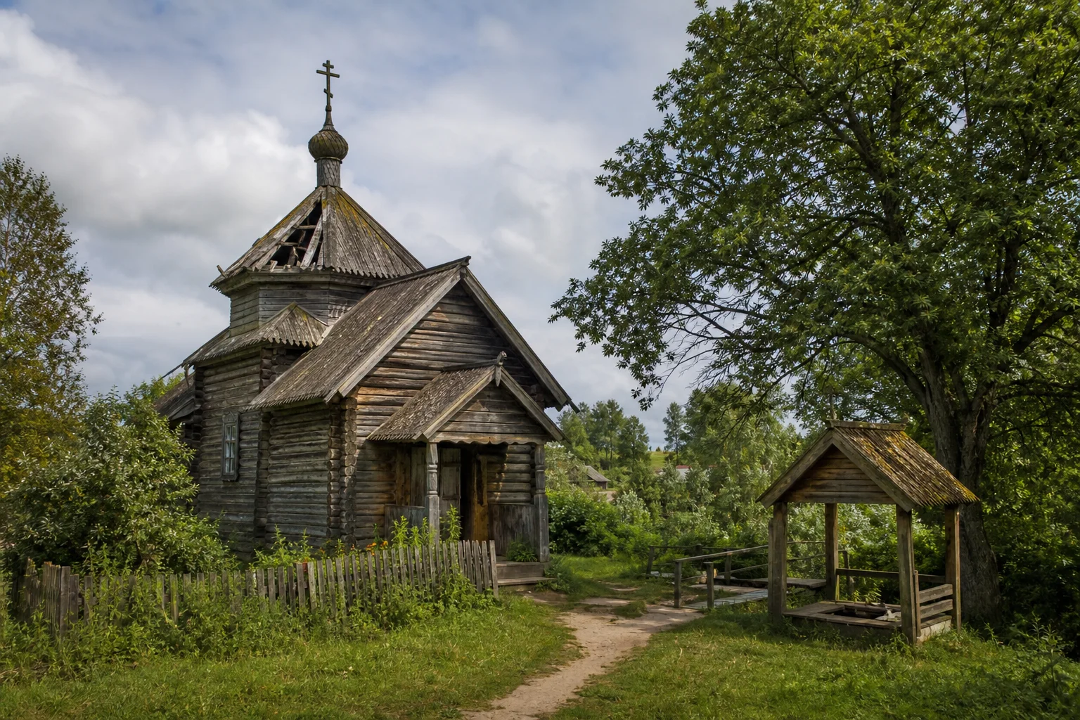Городец, часовня (дерев.; руины)