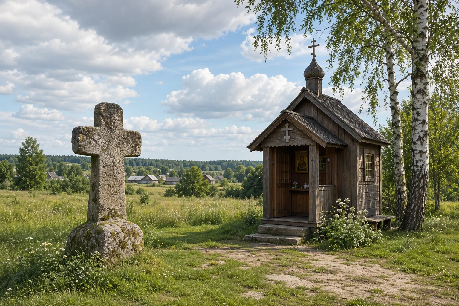 Каменный крест в Межево