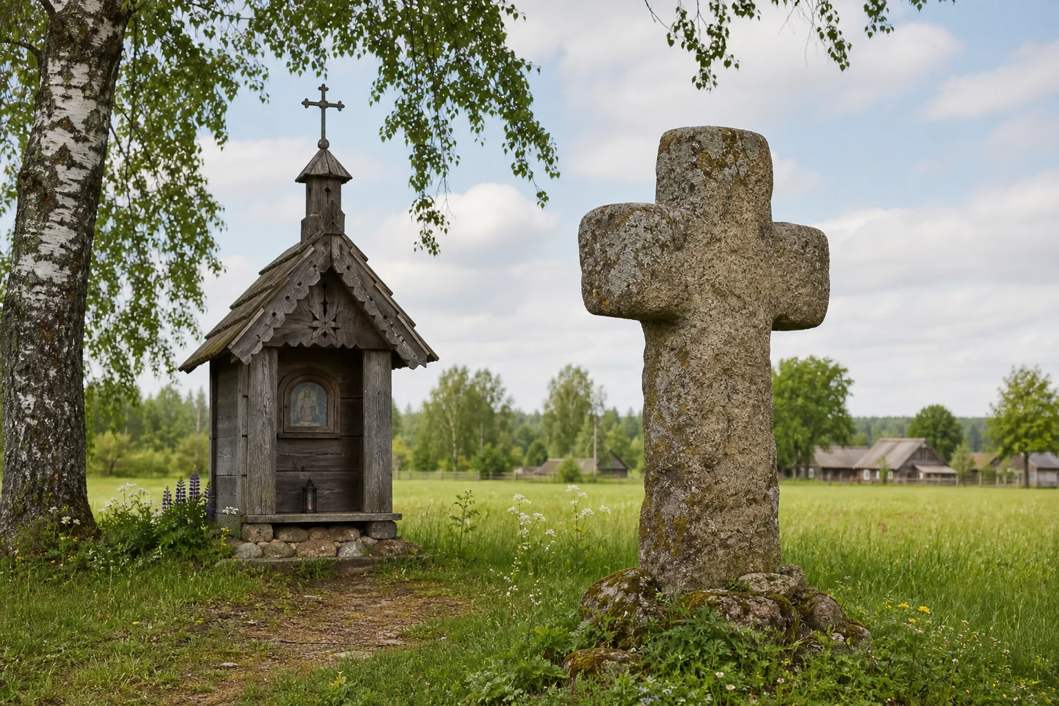 Каменный крест в Мишневичах