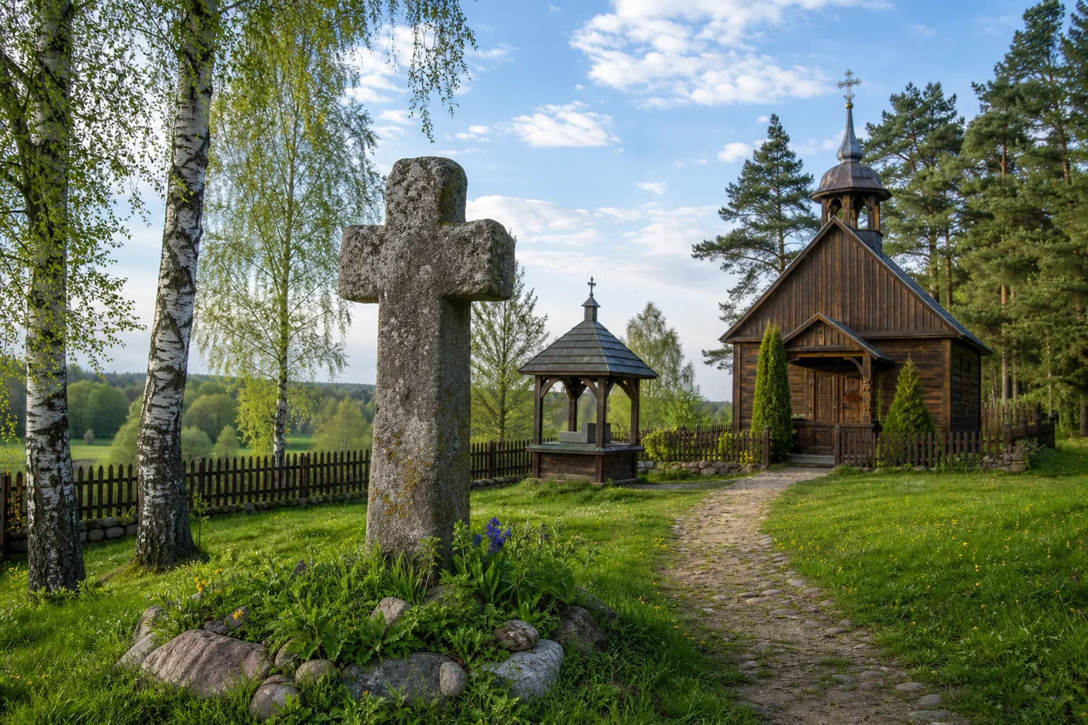 Межево, каменный крест