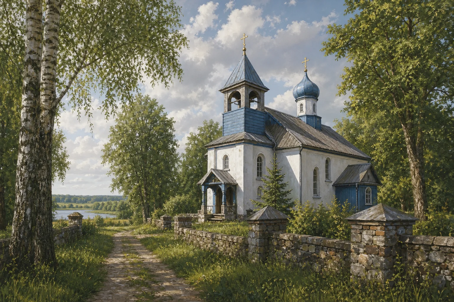 Озеро, церковь св. Петра и Павла