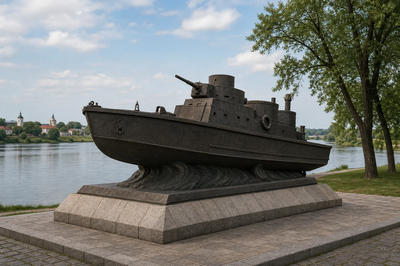 Памятник бронекатеру БК-92 в Пинске
