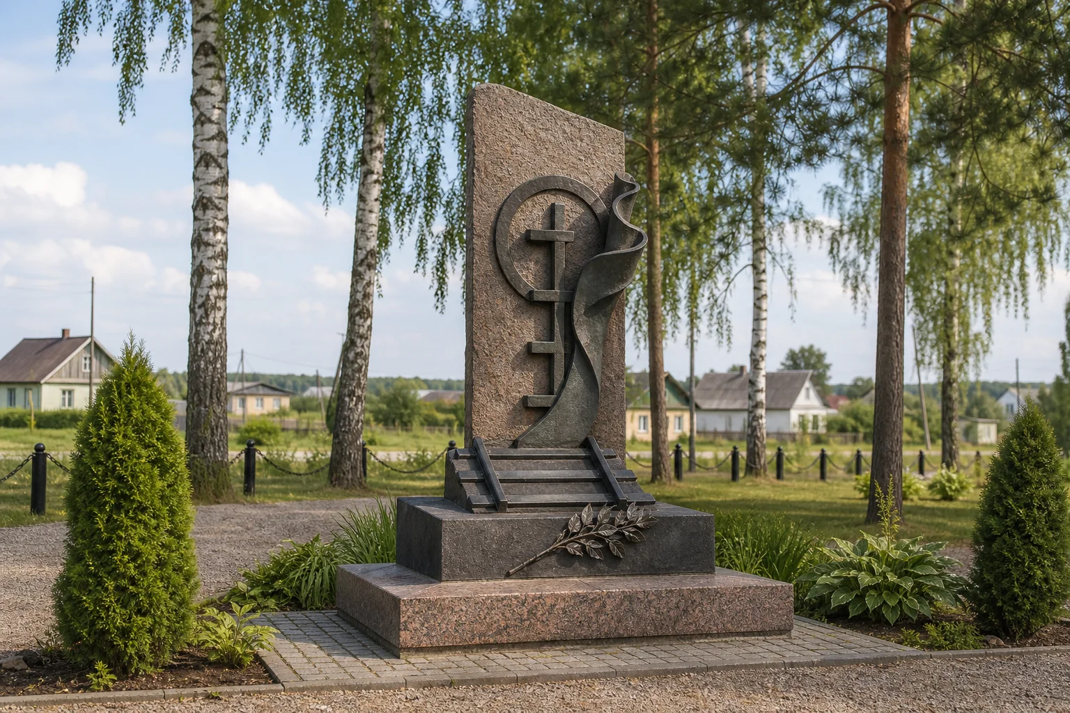Памятник погибшему железнодорожнику у деревни Засковичи