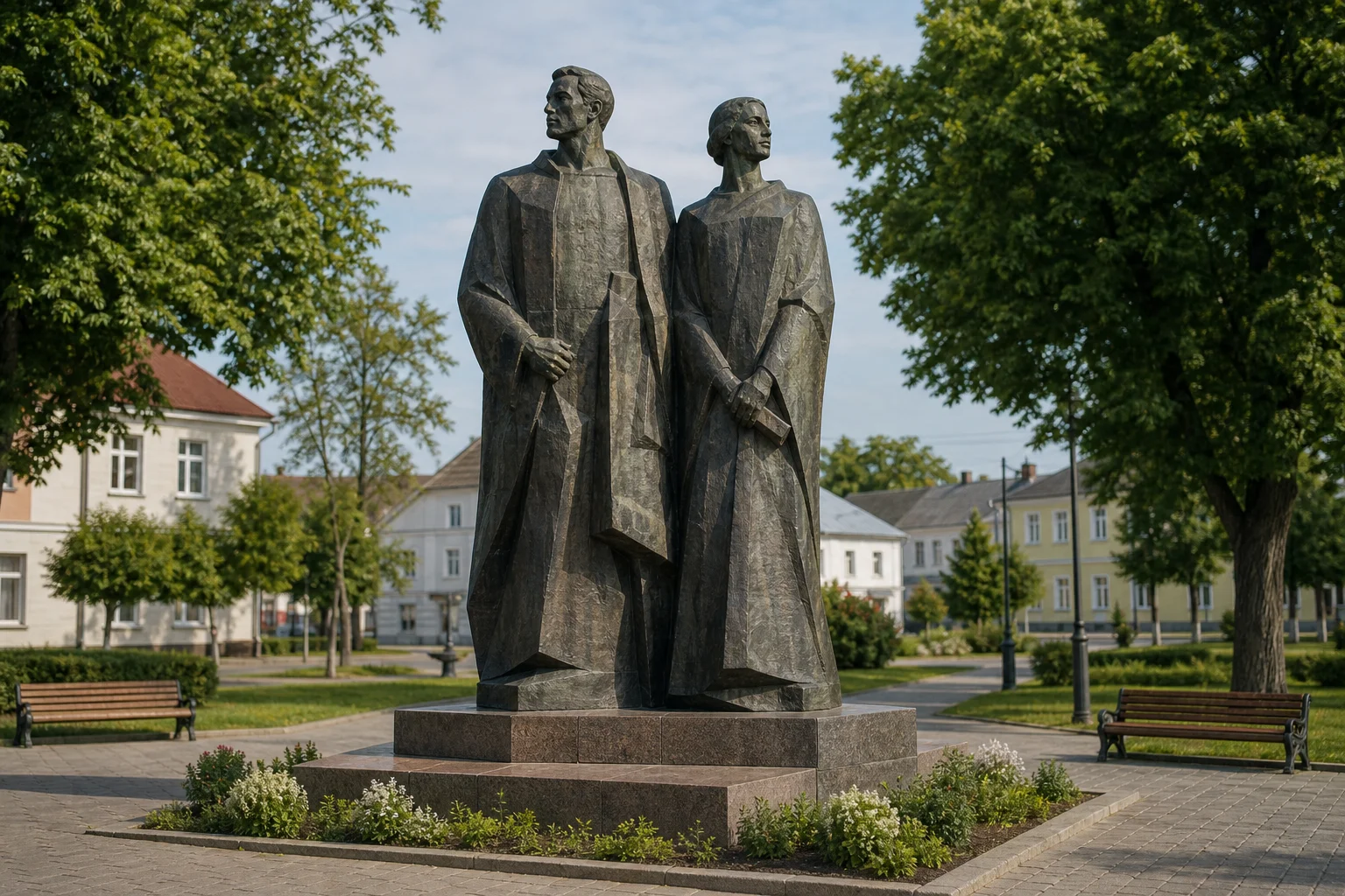 Памятник Рогнеде и Изяславу в Заславле