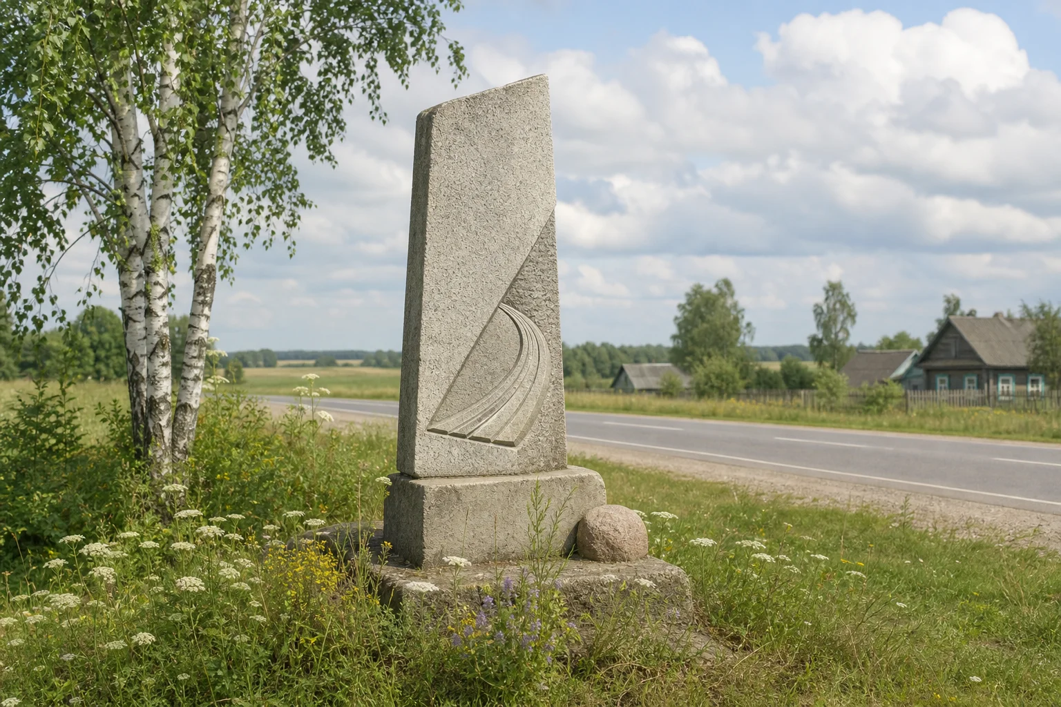 Памятный знак в честь строительства дороги Пинск-Брест