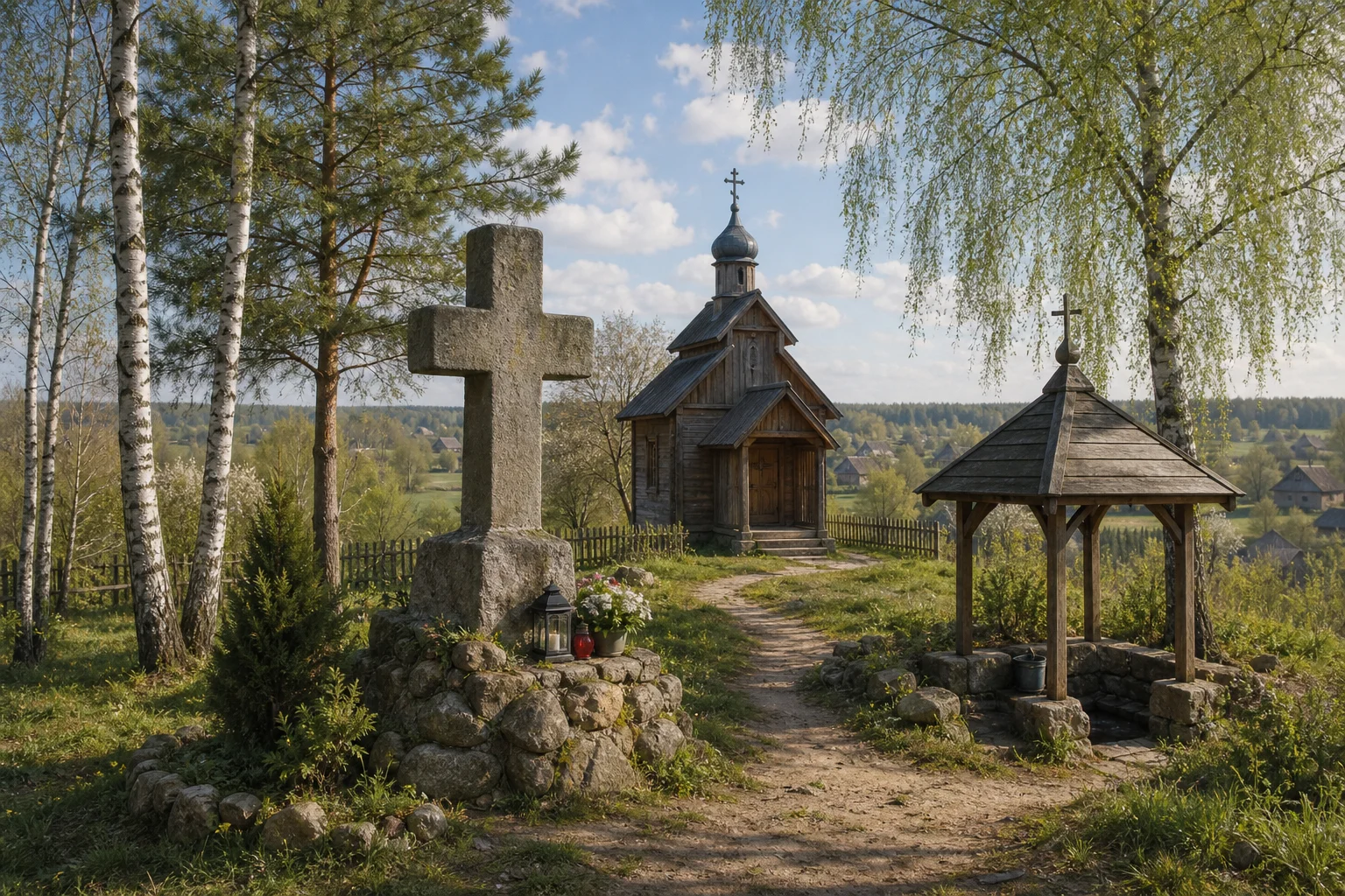 Полочаны, каменный крест