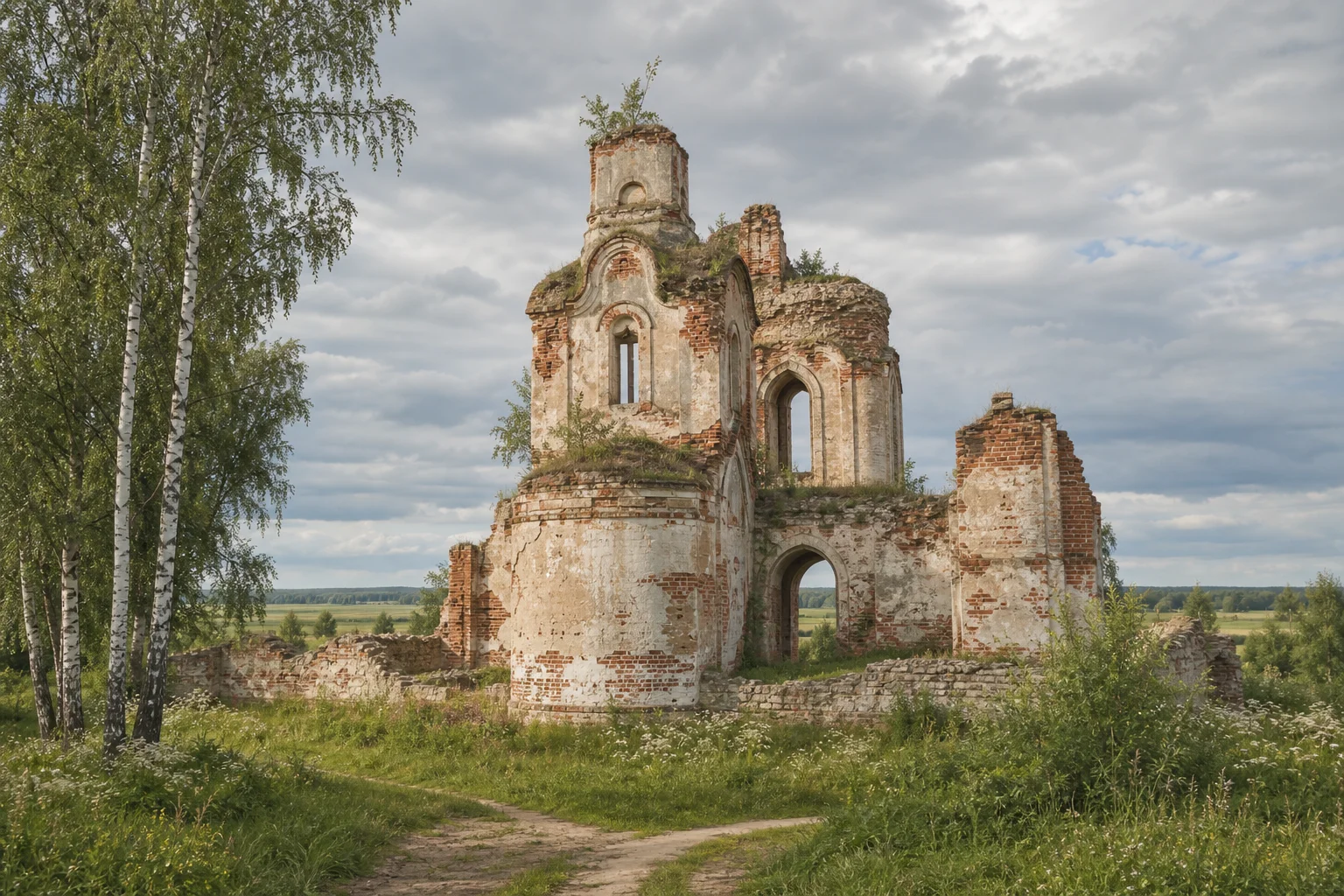 Руины церкви в деревне Малые Шарипы