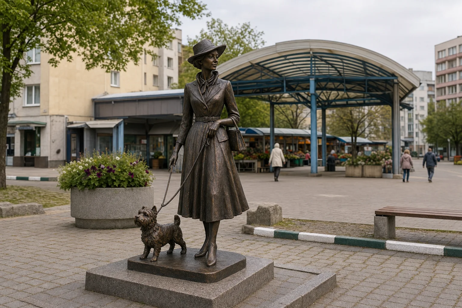 Скульптура "Дама с собачкой" (Минск)