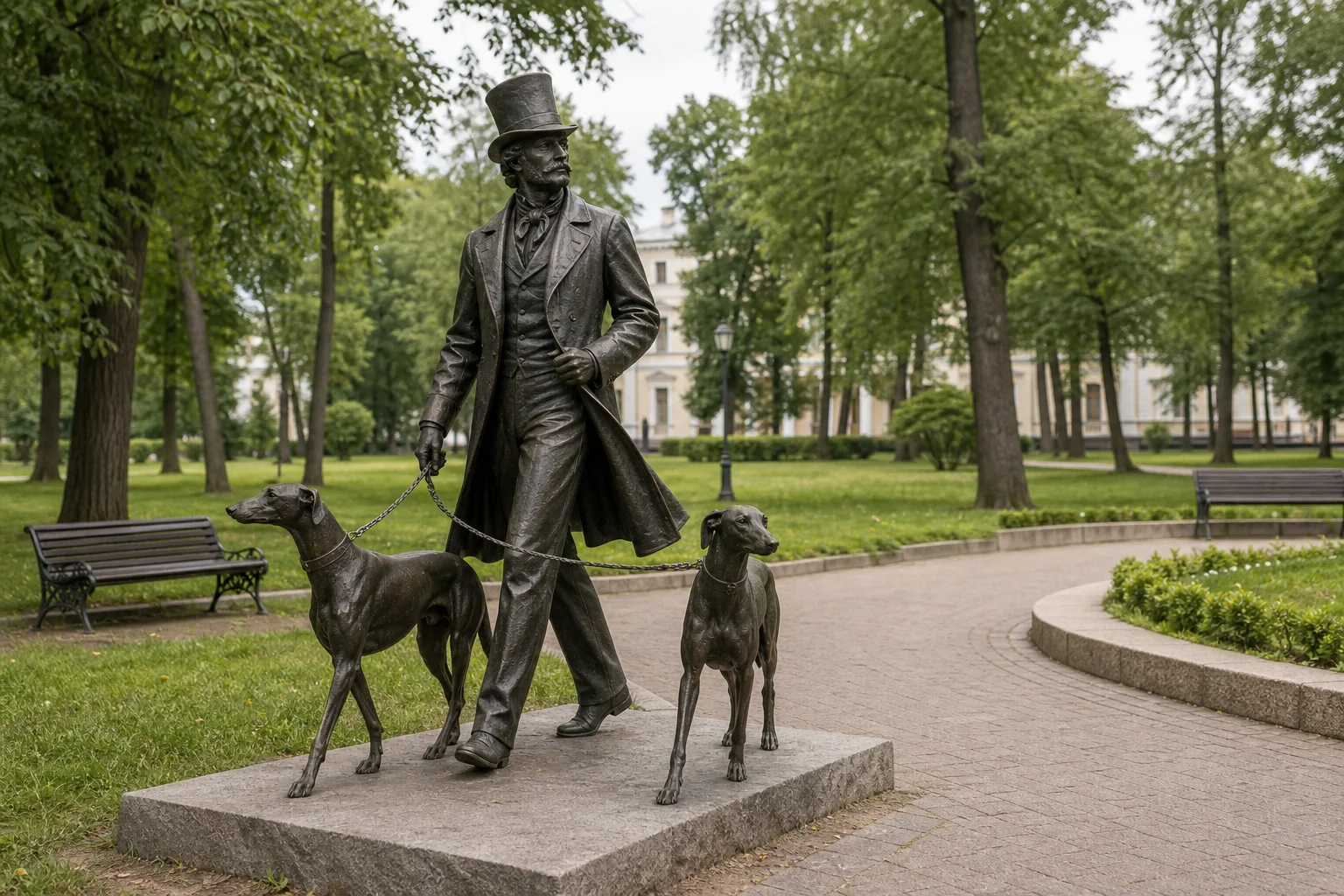 Скульптура "Прогулка князя с борзыми"