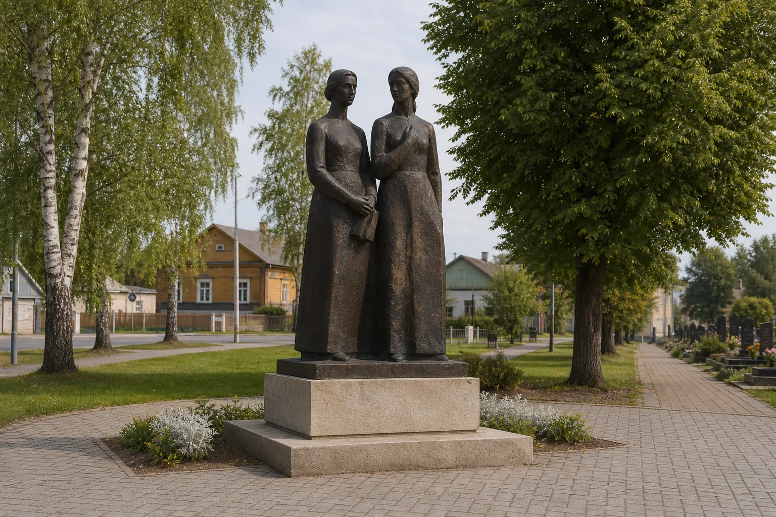 Скульптурный памятник Анне Королевой и Софье Бабаковой