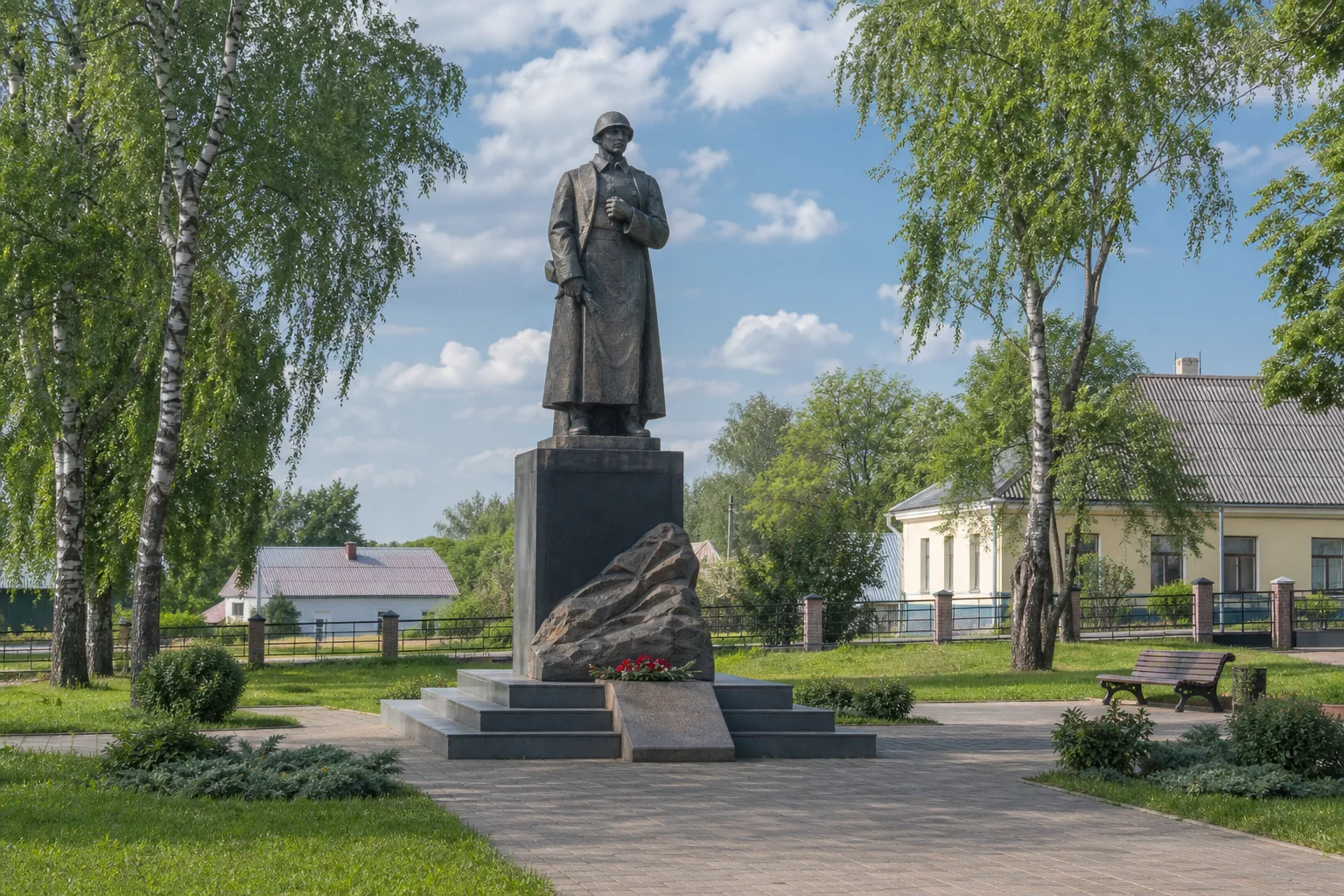 Свислочь, аллея памятников: памятник советскому солдату