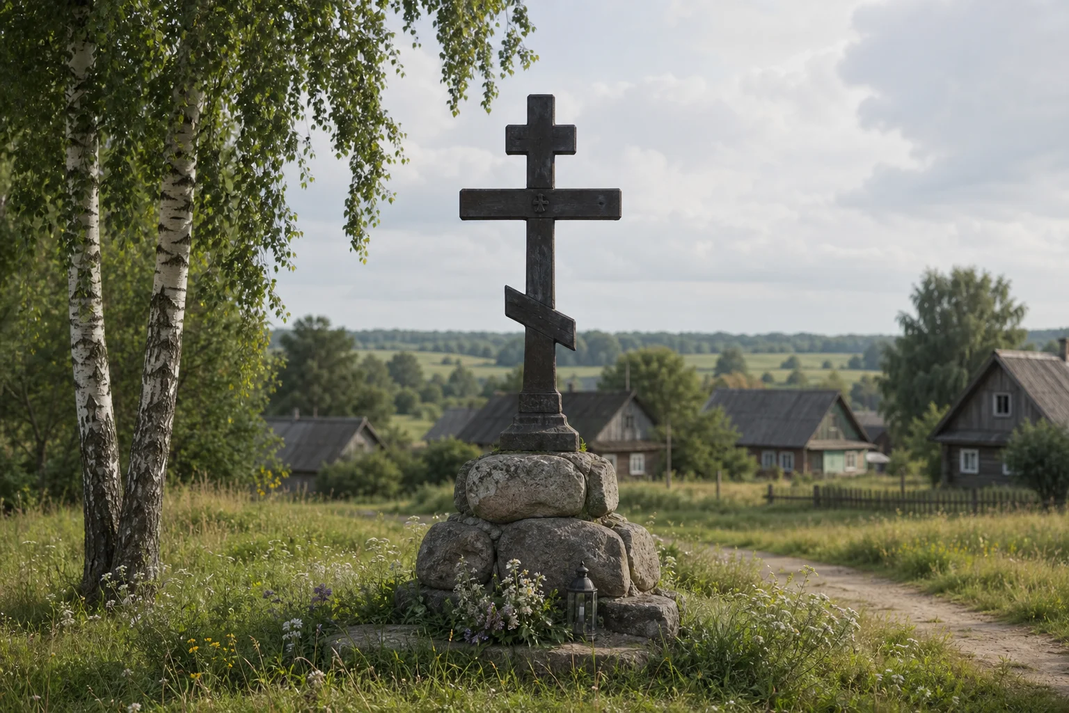 Верейки, мемориальный крест в память А. Светчина
