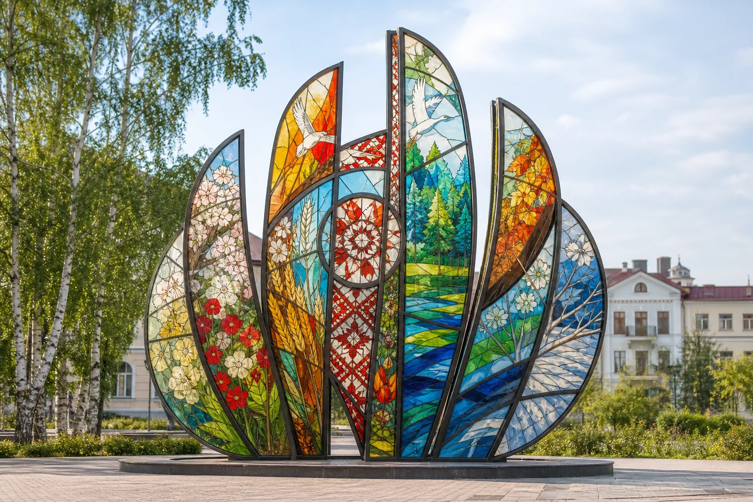 Витражи "Песни Беларуси" и "Пора года"