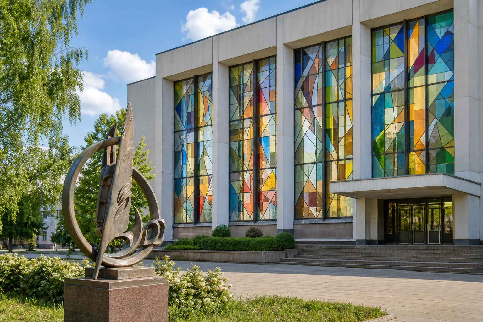 Витражи в Минской областной библиотеке им. А.С. Пушкина