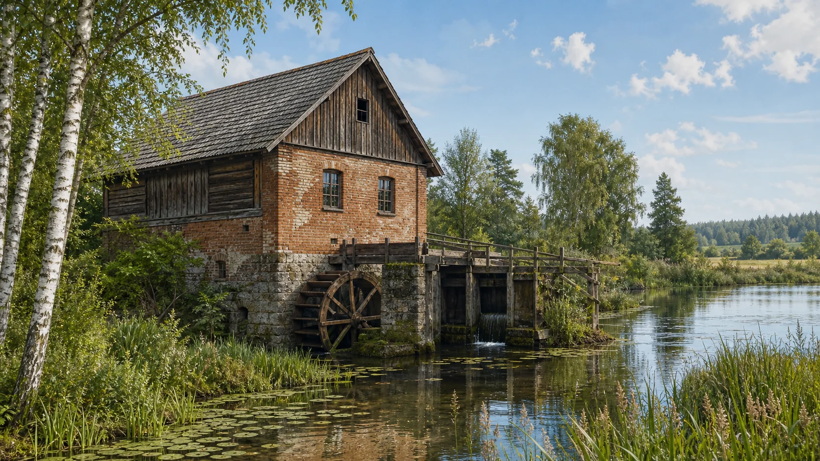 Водяная мельница в Замошье