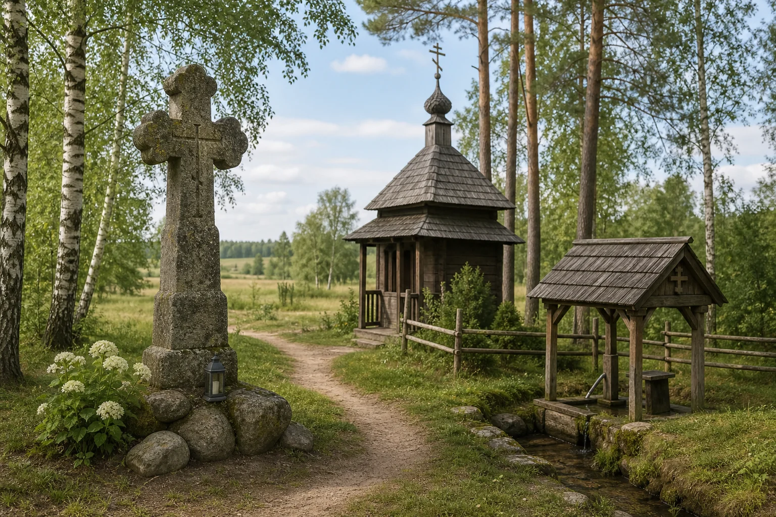 Заозерье, каменный крест